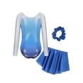 thumbnail image 2 of FEOYA Girls' Gymnastics Leotards 3 Piece Kid Long Sleeve Dance Unitards Ballet Outfit Activewear Bodysuit with Skirt Hairband 11-12 Years Blue, 2 of 6