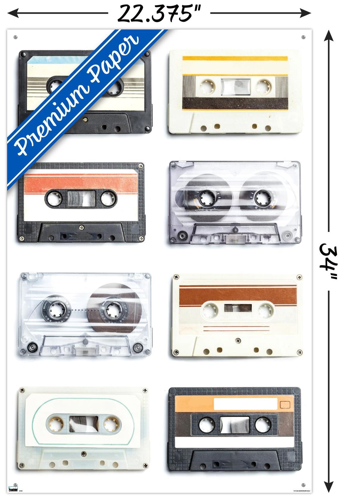 Cassettes Wall Poster with Pushpins, 22.375" x 34"