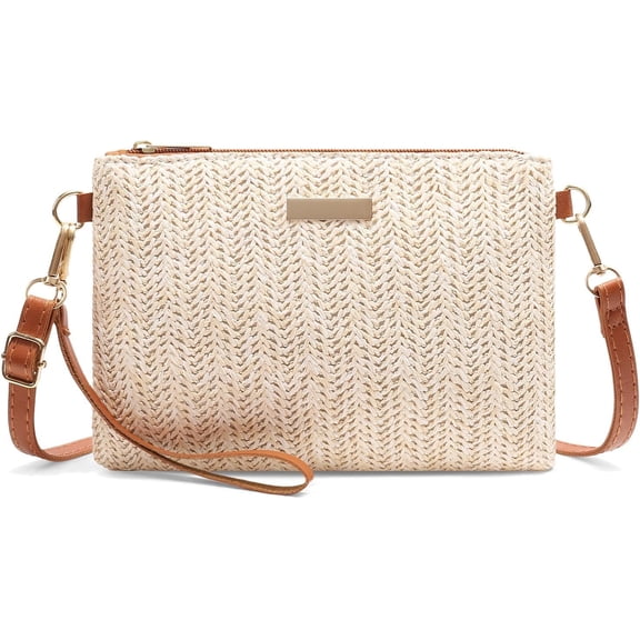 Straw Clutch Purse Woven Crossbody Bags for Women Small Beach Bag Summer   Purses with Wristlet