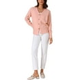thumbnail image 2 of INSPIRE CHIC Women's Knit Open Front Button Down Long Sleeve Cardigan Sweater XL Pink, 2 of 6