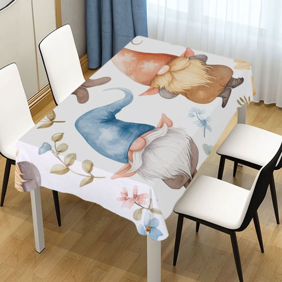 Ryvnso Gnomes Christmas Floral Rectangle Table Cloth Tablecover Dinning Tablecloth 54"x72"