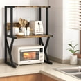 thumbnail image 5 of Desktop Printer Stand with 3 Tier Wood Storage Shelves,Under Desk Printer Table,Multi-Purpose Home Office Desk Organizer for Fax Machine, Scanner (Brown), 5 of 8