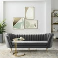 thumbnail image 3 of Modway Opportunity Vertical Channel Tufted Curved Performance Velvet Sofa in Gray, 3 of 8