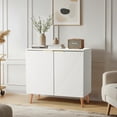 thumbnail image 4 of Stylish White Fluted Sideboard Cabinet with Adjustable Shelves & Multifunctional Wooden Accent Cabinet with Doors, Buffet Storage for Living Room, Dining Room, Entryway ,White/Black, 4 of 8