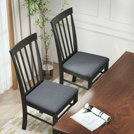 Kepooman Dining Chairs with Rubber Wood Frame, Kitchen Chairs for Kicthen, Dining Room, Set of 2, Black and Gray