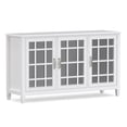 thumbnail image 3 of Simpli Home Connaught 60 inch Wide Solid Wood Traditional Wide Storage Cabinet Buffet in White, 3 of 11