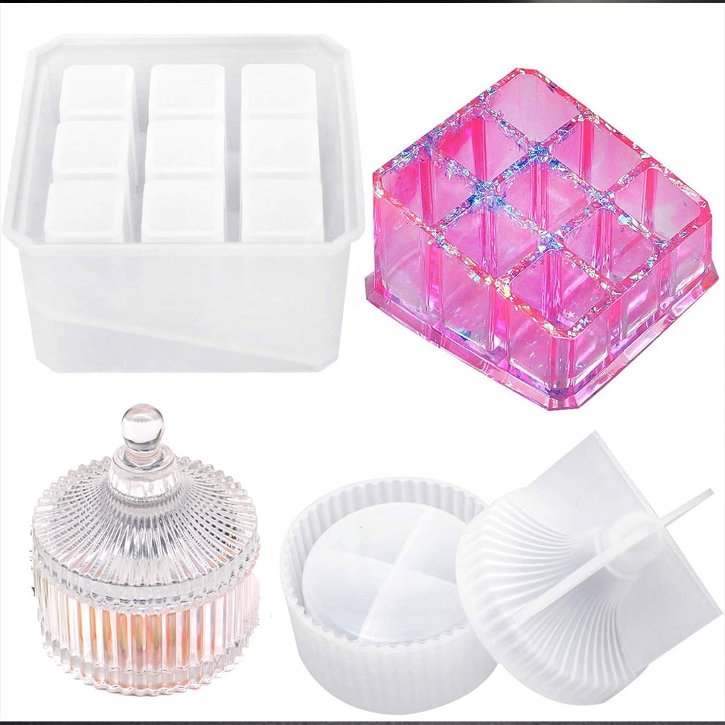 HeroNeo 2pcs DIY Storage Box Shape Epoxy Silicone Mold Storage Box Resin Mold for Children Handmade Art Crafts Tool Durable