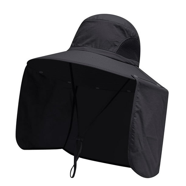 Sombrero de pescador informal con protección solar para playa, camping, escalada, deportes, mujeres y hombres. Negro