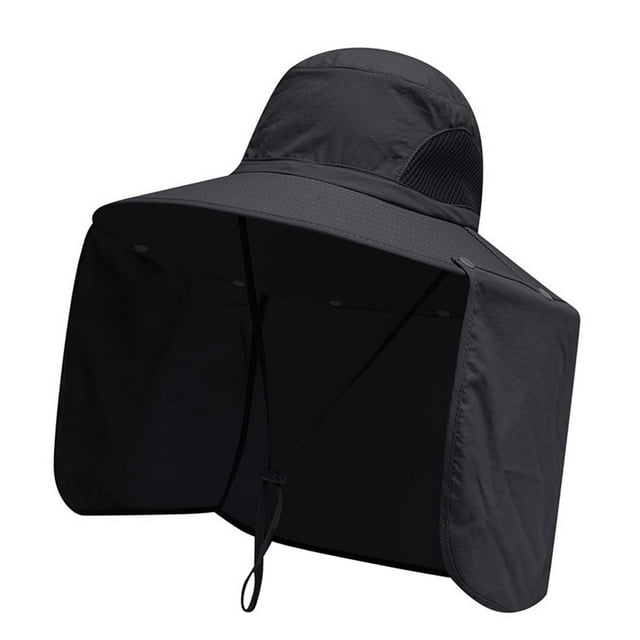Sombrero de pescador informal con protección solar para playa, camping, escalada, deportes, mujeres y hombres. Negro