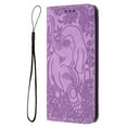 thumbnail image 2 of Allytechgroup Slim Case for Google Pixel 8, Flip Folio Stand Cards Slots Hand Wrist Elephant Embossed Retro PU Leather Wallet Phone Case  Cover for Google Pixel 8, Purple, 2 of 7