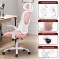 thumbnail image 6 of MCQ Office Chair, Ergonomic Home Mesh Office Desk Chairs, with Adjustable Armrests, Wheels and Mid-Back Task Chair with Lumbar Support,  Pink, 6 of 7