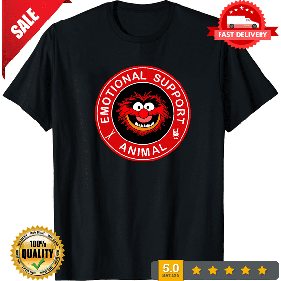 Muppets Emotional Support Animal Logo Black T-Shirt Size XL - Made in Usa, LIMITED EDITION-TH67593