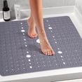 thumbnail image 2 of Large Square Shower Mat 27 x 27 Inch Gray, Non Slip Shower Bathtub Mats for Inside Shower with Big Suction Cups Drain Holes, Anti Slip Bathroom Floor Shower Stall Mats, Easy Clean,, 2 of 6