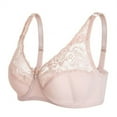 thumbnail image 2 of UoCefik Bras for Women Plus Size Lace Floral Underwear Full Coverage Bras Push Up Adjustable Strap Everyday Bra Soft Shaping T-Shirt Bra Beige 36C, 2 of 3