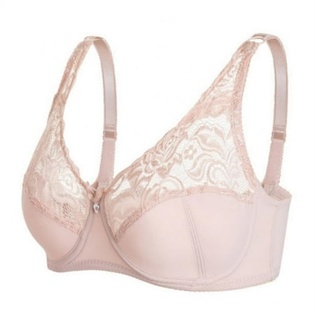 

EHTMSAK Bra Women Womens Floral Full Coverage Underwire Sexy Lace Bra Beige 40C