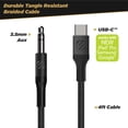 thumbnail image 2 of Scosche CAUXB4RCAA-SP 4ft USB-C to 3.5mm AUX Braided Audio Cable with RCA Adapter, Space Gray, 2 of 6