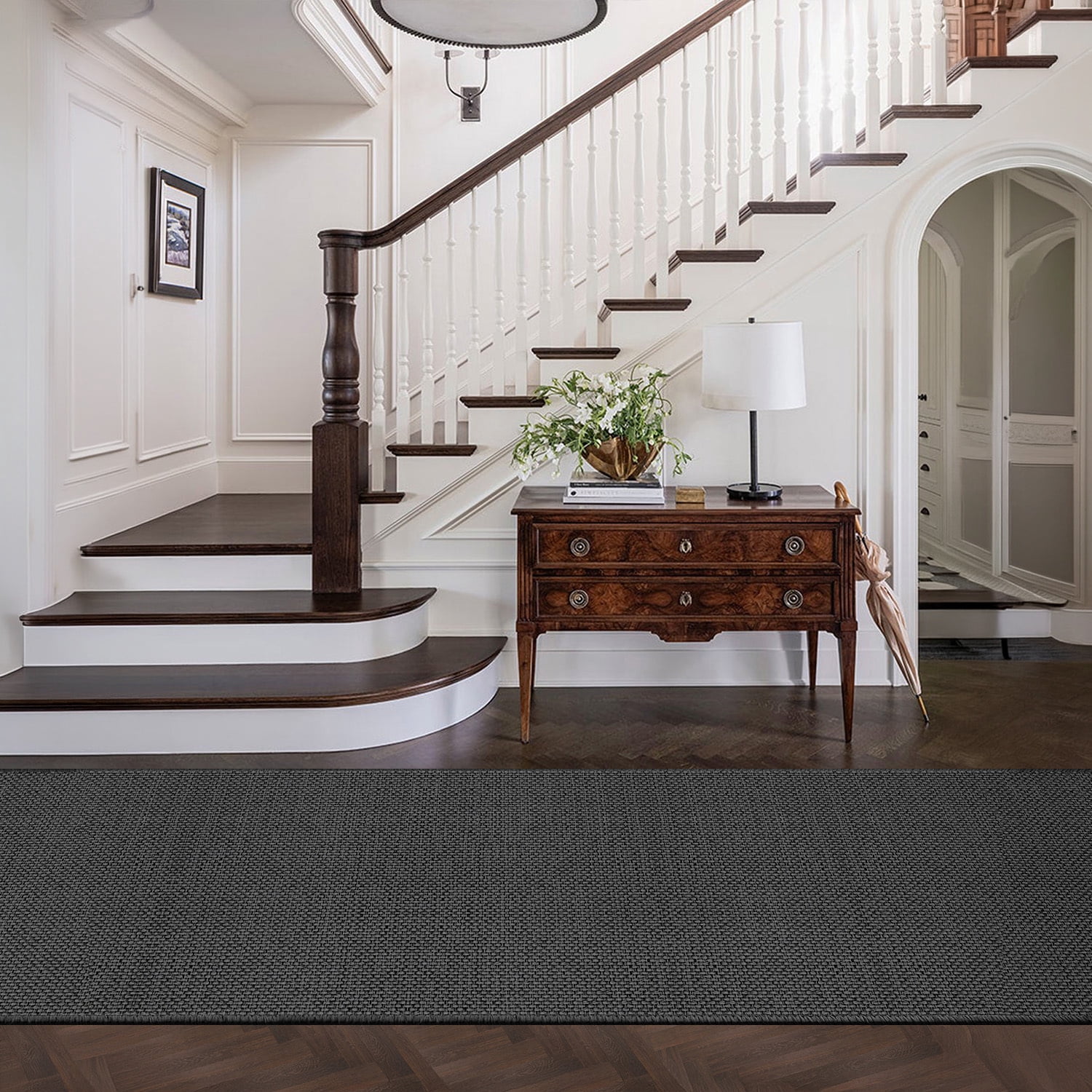 PABUBE Runner Rug, 3'x8' Grey Hallway Runner, Non Slip Washable Hallway Rug, Carpet Runner for Hallway Living Room Bedroom