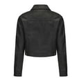 thumbnail image 4 of ChaoHeng Ladies Jackets Lightweight Petite Tops Button Fashion Casual,Womens Solid Color Short Thin Leather Jacket Long Sleeved Casual Jacket(Black,M), 4 of 5