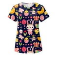 thumbnail image 1 of LSLJS Blouse de Mode pour Femmes à Manches Courtes Col en V Uniforme de Travail avec Poche, Blouse de Pâques pour Femmes Grande Taille, 1 of 2