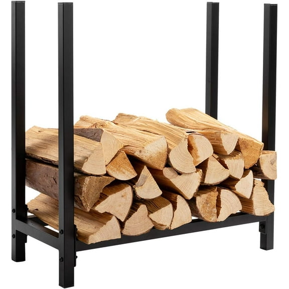 DOEWORKS Firewood Log Rack 2 FT Solid Firewood Storage Black Steel Firewood carrier Holder for indoor/outdoor Fireplace