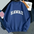 thumbnail image 2 of Blouses for Women Dressy Casual Long Sleeve Fall Winter Relaxed Fit Crew Neck Long-sleeved Bubble One Shoulder Drawstring Graphiprint Pullover Cotton Sweatshirts(Blue,M), 2 of 3