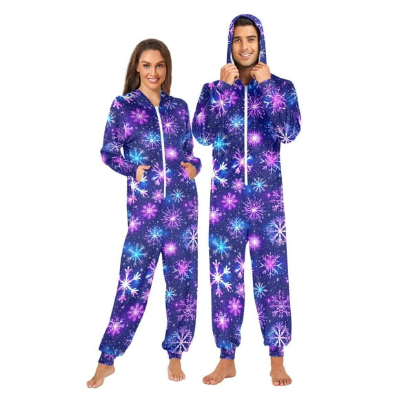 joogoo Snowflakes3 Unisex Adults Onesies Pajamas Jumpsuits L