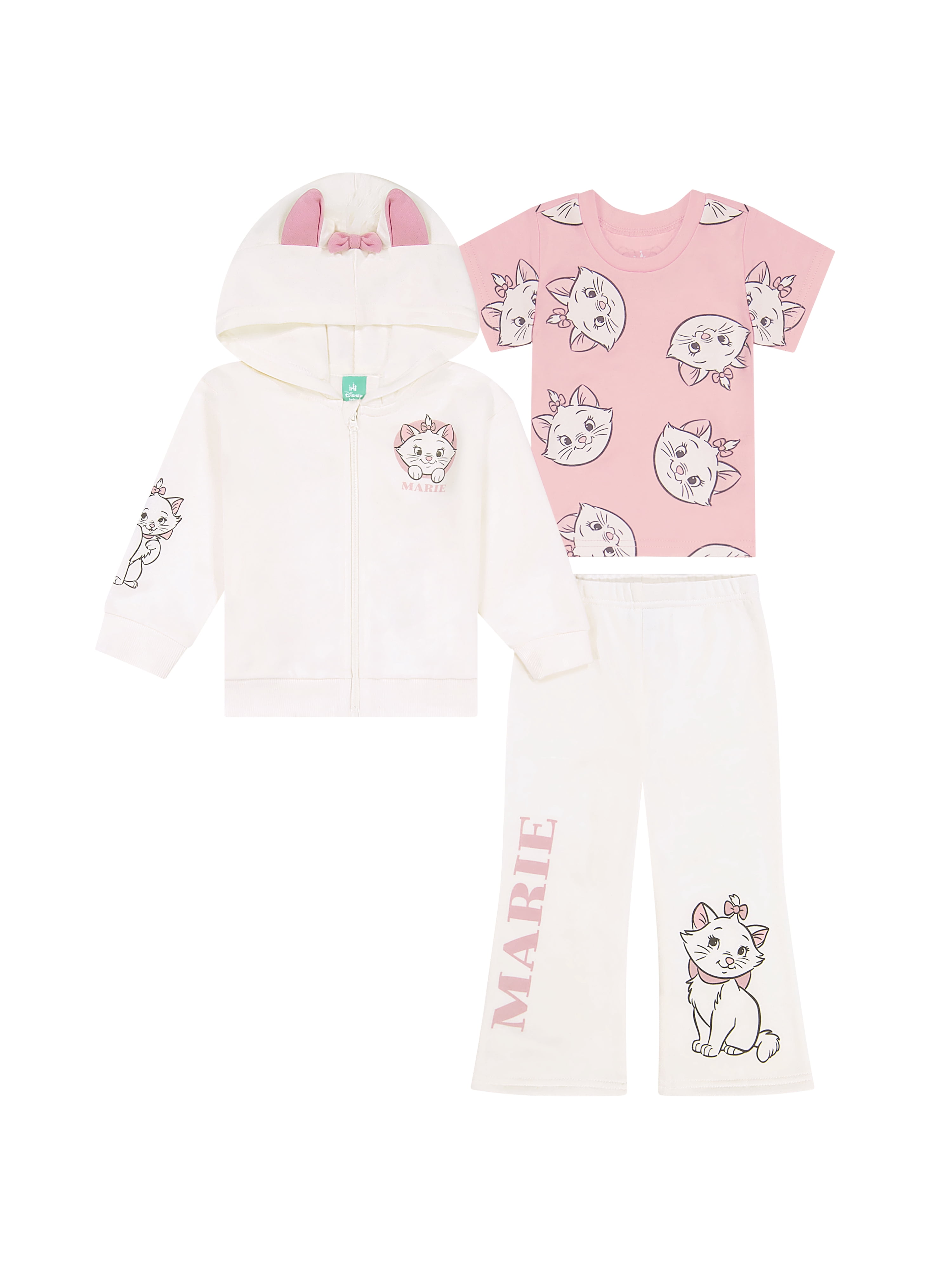 Marie The Aristocat Baby Girl 3 Piece Fleece Jogger Set, Sizes 0-24 Months