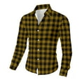 thumbnail image 5 of Mens Shirts Under $10 Men’s 2025 Fall Button Down Plaid Dress Shirts Versatile Stretch Casual Long Sleeve Stylish Lapel Checkered Shirt, 5 of 8
