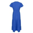 thumbnail image 5 of Nisorays Plus Size Dresses for Women A Line Maxi Dress Tiered Ruffled long Swing Dress with Pockets Elegant V Neck Flowy Long Dresses Royal Blue 4XL, 5 of 6