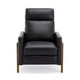 thumbnail image 5 of Reed Black Top Grain Leather Exposed Wood Frame Push Back Recliner, 5 of 14