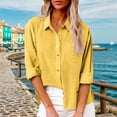 thumbnail image 4 of oqasdz Women's Spring Fall Solid Color Lapel Long Sleeve Shirt with Pockets and Side Slits Office Top Lightweight Summer Dailywear, 4 of 5
