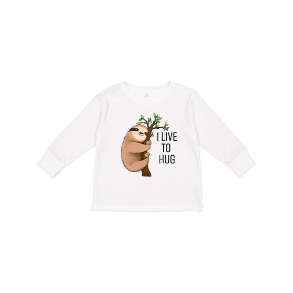 Inktastic I Live to Hug Cute Sloth on a Branch Boys or Girls Long Sleeve Toddler T-Shirt