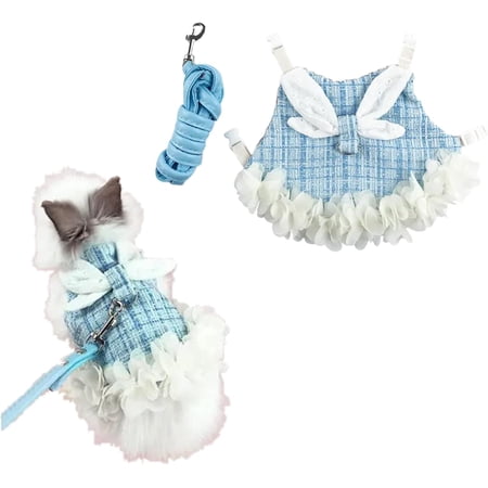 NANAHuang Bunny Rabbit Ferret Harness and Leash Set Bunny Clothes for Rabbits Small Animal Guinea Pig Dress Clothes for Kitten Ferret Chihuahua Puppy Mini Dog and Small Animals Harnesses (S Flower)