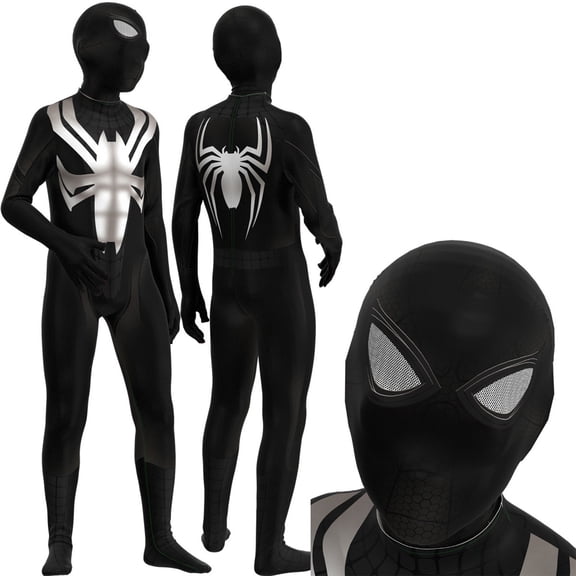 Spider Costume,Superhero Classic Cosplay Costume, Fun Spiderlike Cosplay Bodysuit,Halloweeen Costume, Black, 180