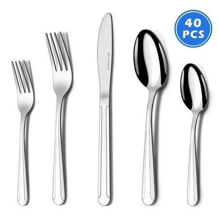 

Bestdin Silverware Set for 8 40 Pieces Stainless Steel Flatware Set Include Fork Knife Spoon Set Mirror Polished Dishwasher Safe Tableware Cutlery Set for Home Kitchen Restaurant Hotel