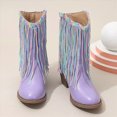 thumbnail image 5 of Girls Cowgirl Boots Western Cowboy Boots Going Out Boots for Kids Mid-Calf Round Toe Boots for Dress-Up & Daily Wear, 5 of 6