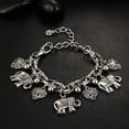 thumbnail image 3 of AYYUFE Women's Vintage Unique Carved Heart Elephant Shiny Pendant Bracelet Bangle Alloy Silver, 3 of 6