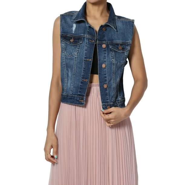 black sleeveless jean vest