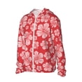thumbnail image 3 of Goofa Red Hibiscus Flower Printed Women's UPF 50+ Sun Protection Hoodie Jacket Lightweight Long Sleeve Sun Shirt for Women with Pocket Hiking Outdoor-3X-Large, 3 of 9