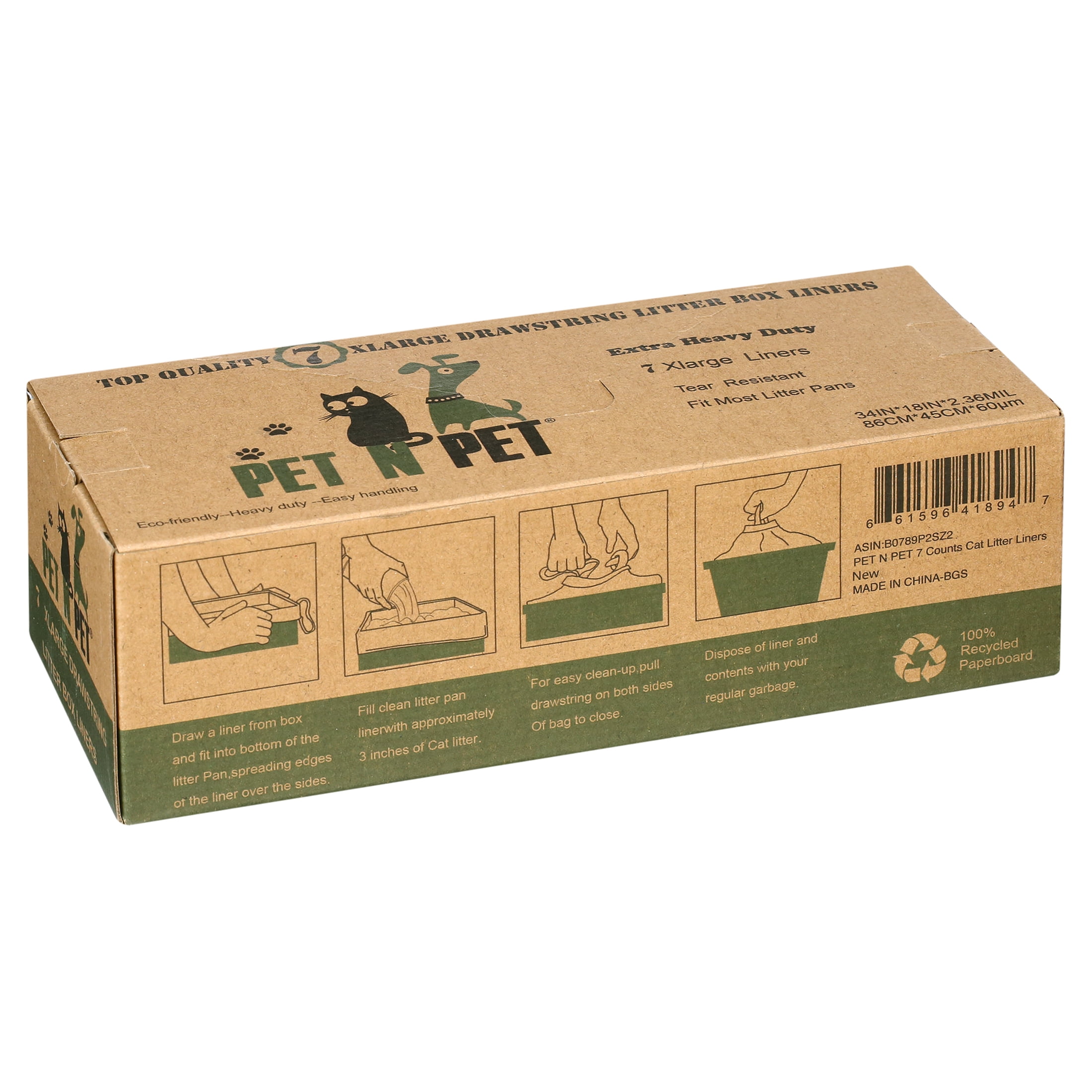 "PET N PET Cat Litter Box Liners,Drawstring Litter Liner Bag,Extra Large Size,Pan Liners 7 Counts"