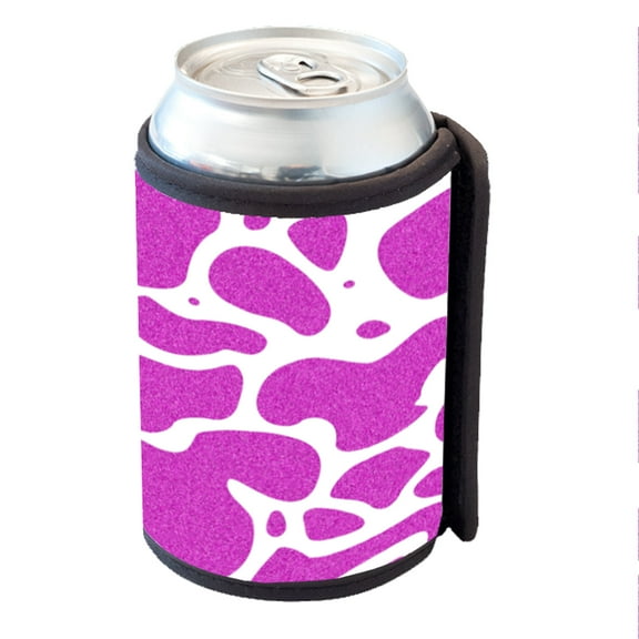 KuzmarK Insulated Drink Can Cooler Hugger - Cowhide Pink