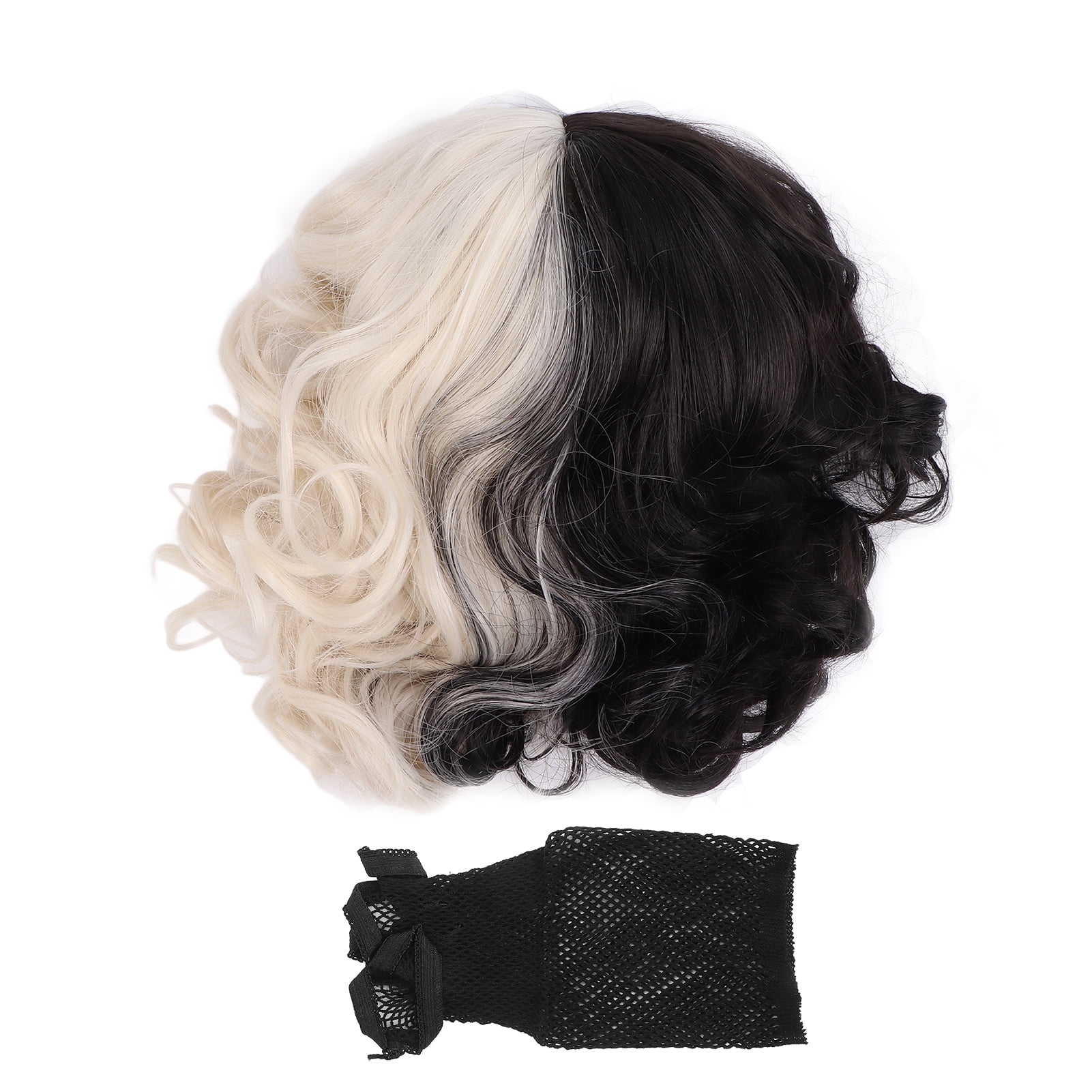 Short Wavy Short Hair Breathable Mesh Half Black White For Cosplay Walmart Com