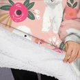 thumbnail image 3 of Oversized Wearable Blanket Hoodie,Pink Bichon Frise and Flower Sherpa Blanket Hoodie with Super Pockets,Super Warm Fuzzy Pullover for Women & Men, 3 of 6