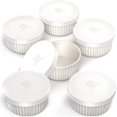 thumbnail image 2 of Hatrigo Porcelain Ramekins with Silicone Storage Lids, Set of 6 White Ramekins, 4 oz Oven Safe, 450F, Dishwasher Safe, 2 of 7