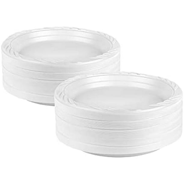 6 Inch White Plastic Plates [200 Count] Disposable Plastic Plates