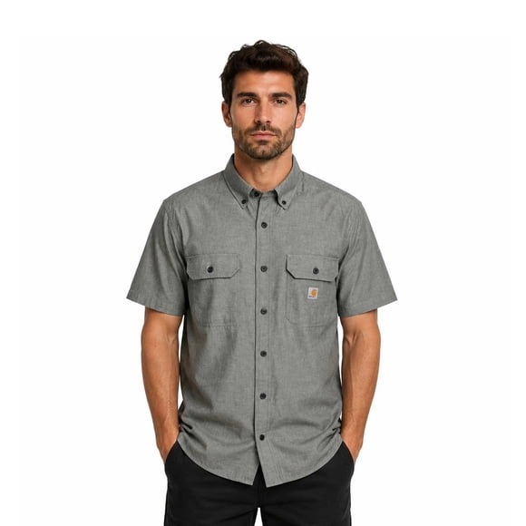 Carhartt Men's Dusty Olive Chambray Shirt Loose Fit Midweight S/S (354)
