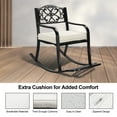 thumbnail image 4 of Ktaxon Outdoor Metal Rocking Chair, Patio Rocking Seating with Cushion & Footrest, Weatherproof Rockeror Porch Deck Garden Balcony, Flower Backrest, 4 of 8