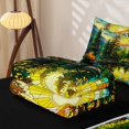 thumbnail image 5 of Manfei Stained Glass Alpine Camping Pattern Zipper Twin Comforter Sets with Fitted Sheet and 2 Pillowcases,Sunlit Mountain River Print Zipper Bedding Set,Yellow Teal,Reversible, 5 of 7
