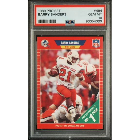 Graded 1989 Pro Set Barry Sanders #494 Rookie RC Football Card PSA 10 Gem Mint