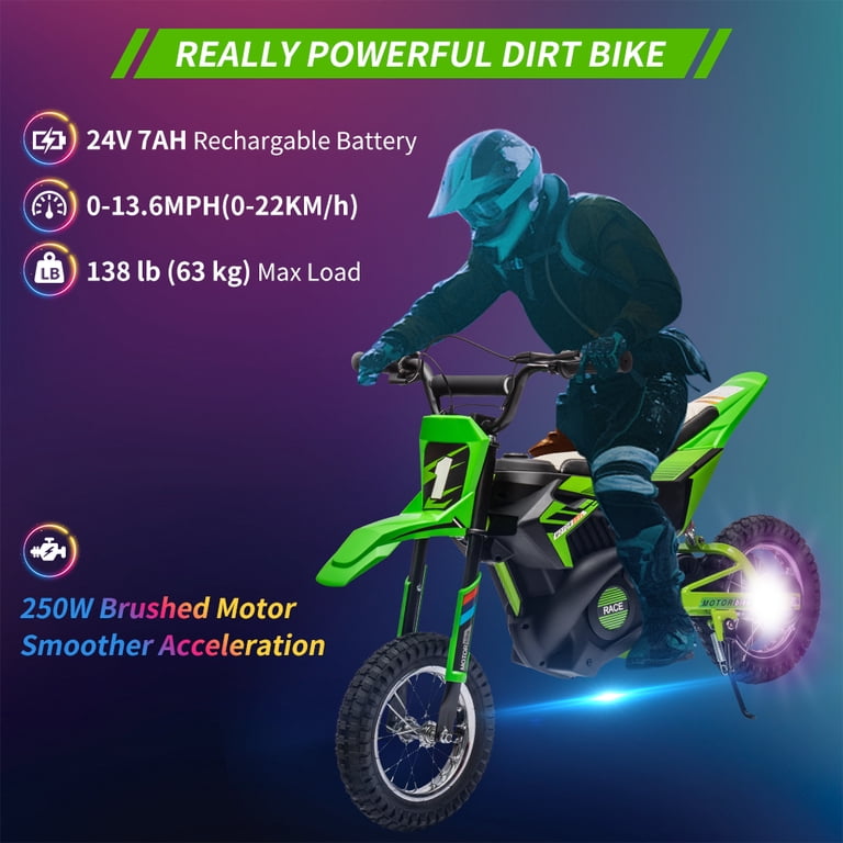 EastVita Kids Electric Dirt Bike, 24V 250W Motocross Toys, Fast